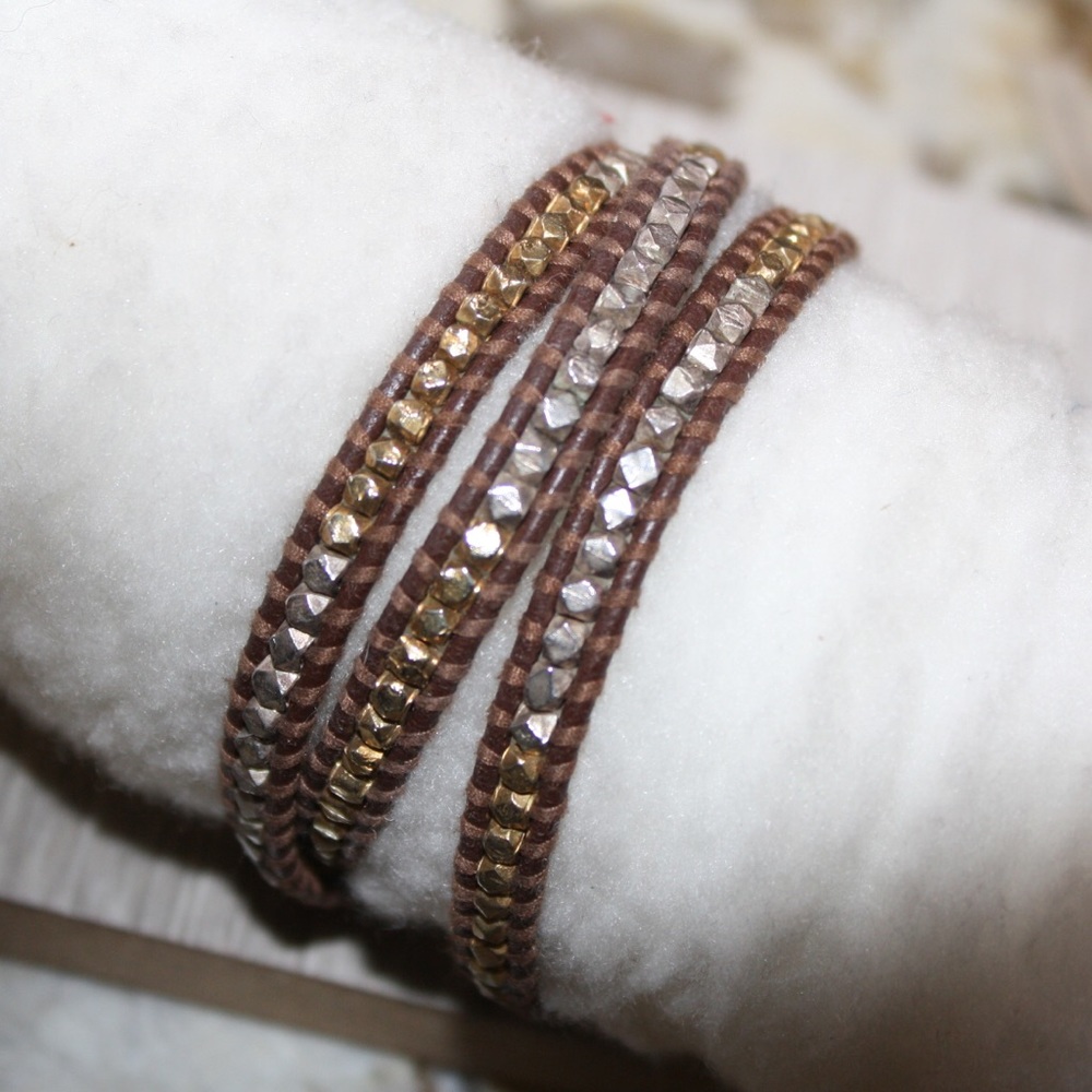 Chan Luu mens silver 3 wrap bracelet